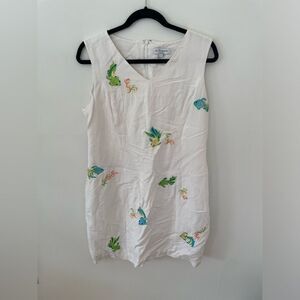 LE RAGANNE FASHIONABLE MADE IN ITALY WOMEN embroidered Fish dress size large